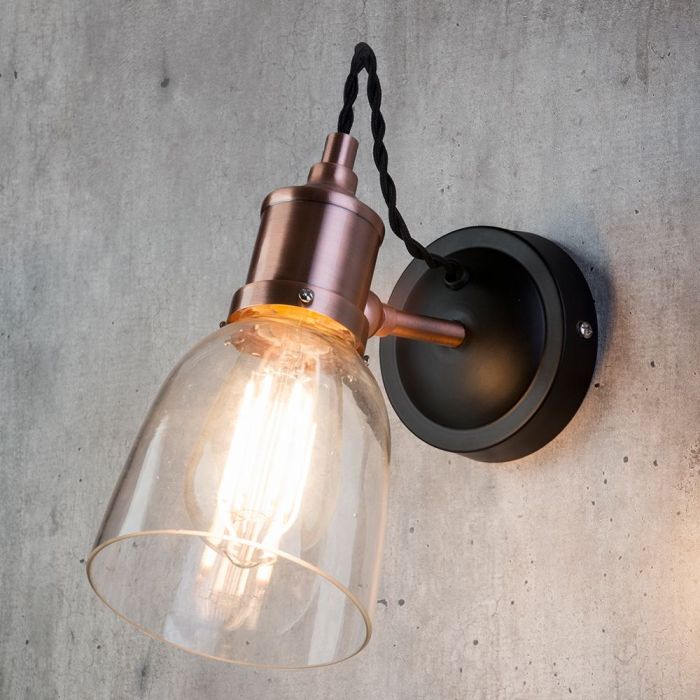 Industrial 1 Light Diner Style Wall Light - Copper