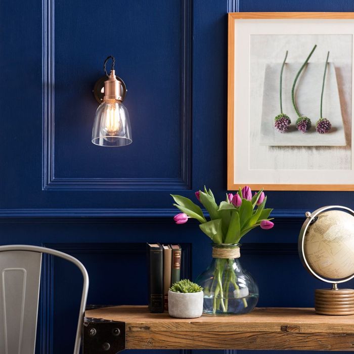 Industrial 1 Light Diner Style Wall Light - Copper