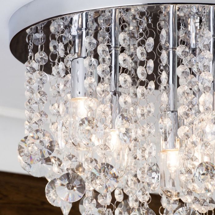 Turin 9 Light Semi Flush Circular Bathroom Ceiling Light - Chrome