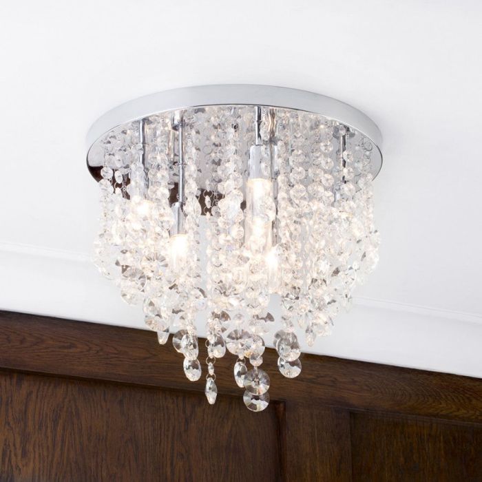 Turin 9 Light Semi Flush Circular Bathroom Ceiling Light - Chrome