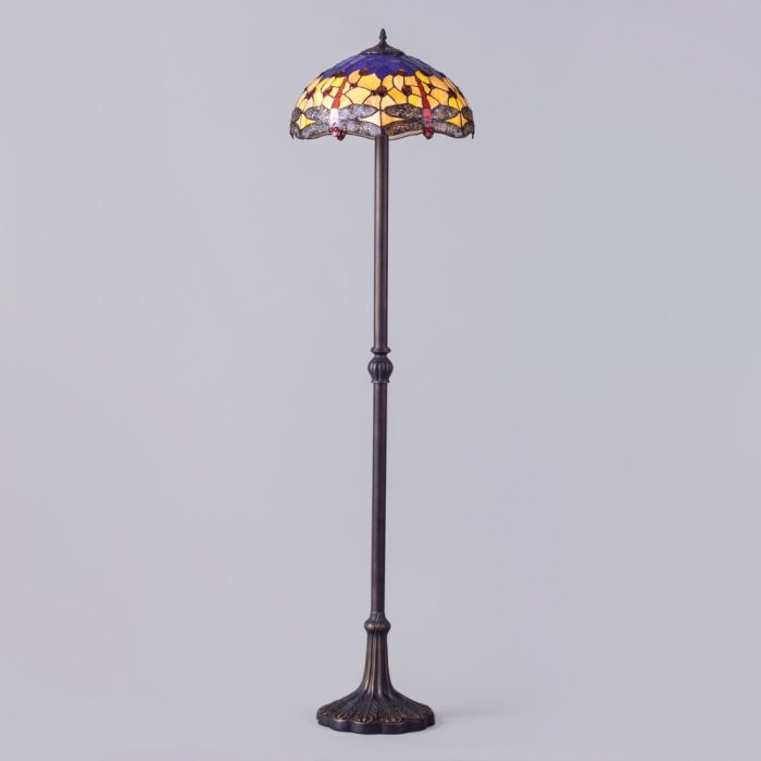 Tiffany by Tiff 2 Light 40cm Dragonfly Floor Lamp - Antique Brass